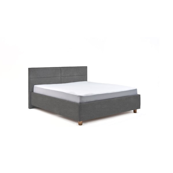 Svijetlo sivi bračni krevet s rešetkom i prostorom za odlaganje ProSpánek Grace, 180 x 200 cm
