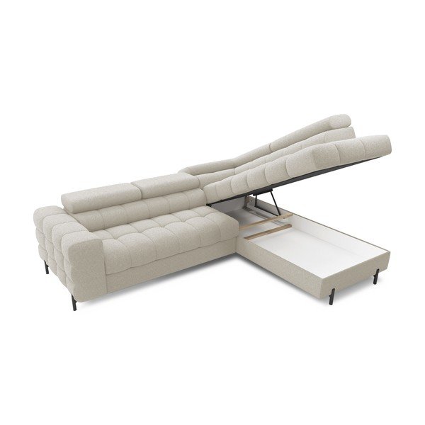 Krem sklopiva/s prostorom za odlaganje kutna garnitura od bouclé tkanine (s desnim kutom/u obliku slova L) Ferucce – ELTAP-image-4