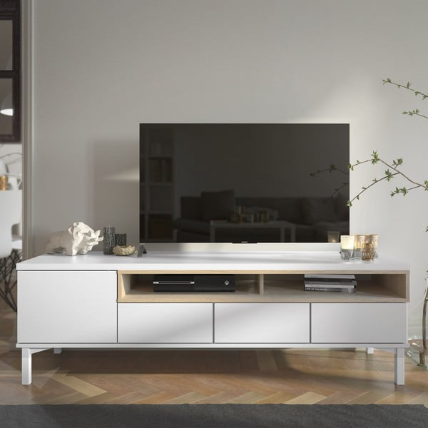Bijela TV komoda 156x48x48 cm Roomers – Tvilum-image-1
