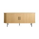 Niska komoda u dekoru hrasta s kliznim vratima u prirodnoj boji 76x180 cm Nola – Unique Furniture