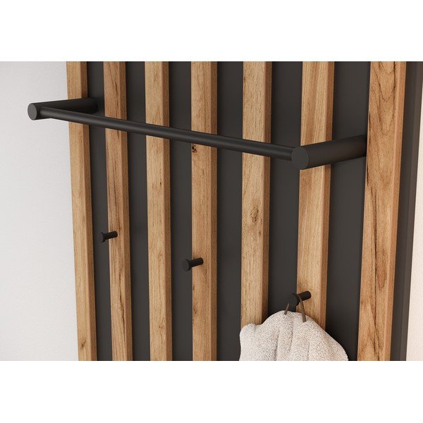 Antracitno siva/u prirodnoj boji ploča za vješanje garderobe u dekoru hrasta 64x148x14 cm Renell – Germania-image-3
