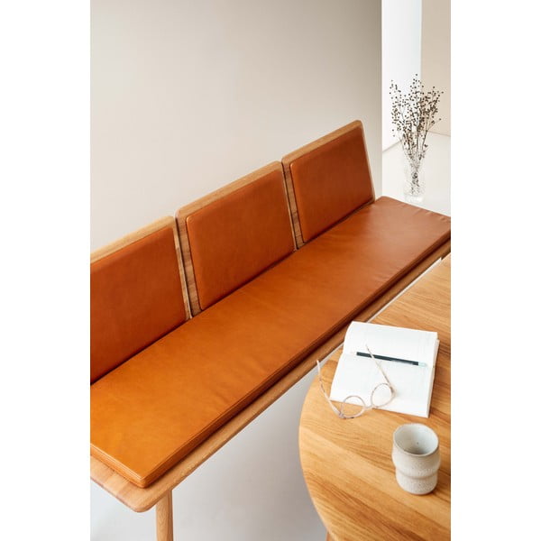 Konjak smeđa kožna klupa Elba - Hammel Furniture-image-3