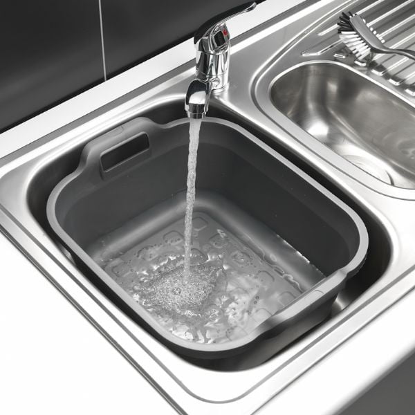 Metalik sivi plastični lavor s dvije ručke Addis, 39 x 32 x 14 cm-image-1