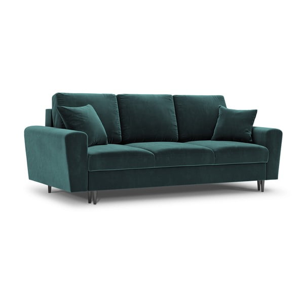 Petrolej zelena baršunasti sklopiva/s prostorom za odlaganje sofa 235 cm Kyoto – Cosmopolitan Design-image-1