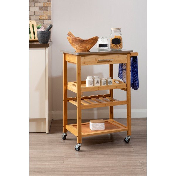 Od bambusa kolica za posluživanje na kotačima 41x58 cm Harlow – Premier Housewares-image-1