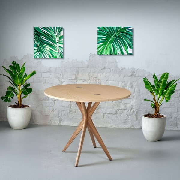 Okrugli proširiv blagovaonski stol s pločom stola u dekoru jasena 45x90 cm Jubi – Ragaba-image-4