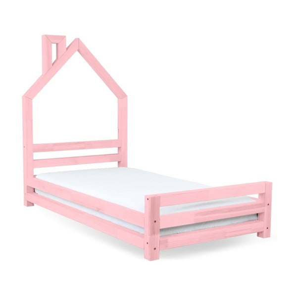 Dječji ružičasti krevet od smreke Benlemi Wally, 90 x 200 cm
