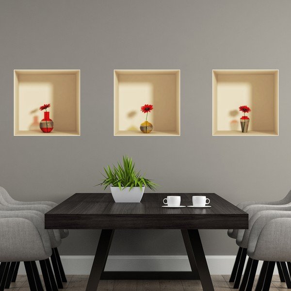 Set od 3 naljepnice s 3D efektom Ambiance Gerberas-image-3