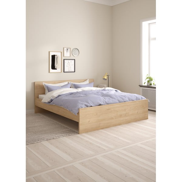 Bračni krevet u dekoru hrasta bez podnice 180x200 cm u prirodnoj boji Naia – Tvilum-image-1