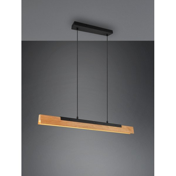 Mat crna LED viseća svjetiljka s drvenim sjenilom Kerala – Trio-image-3