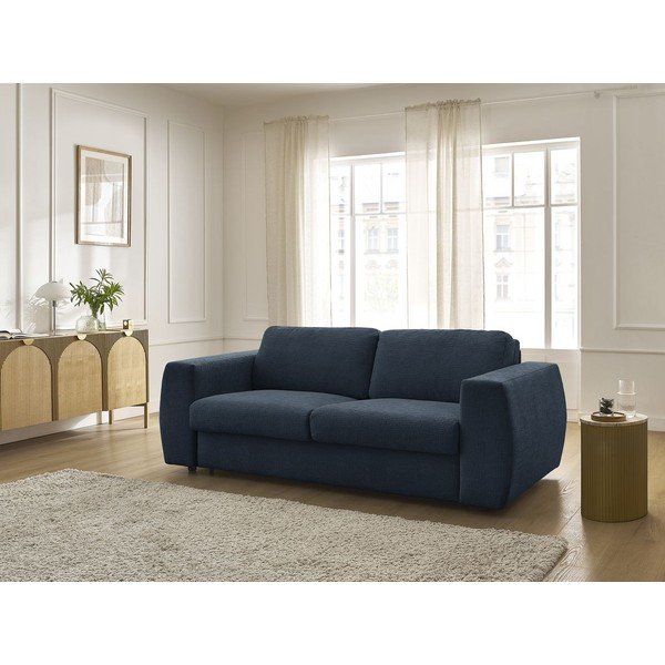 Tamno plava sofa za spavanje/sklopiva od šenila 240 cm Hugo – Bobochic Paris-image-1