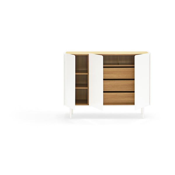 Bijela niska komoda u dekoru hrasta 110x85 cm Arista – Teulat-image-4