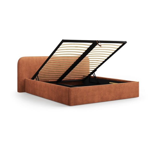 Ciglasti tapecirani bračni krevet s prostorom za odlaganje s podnicom 160x200 cm Elizabeth – Micadoni -image-2