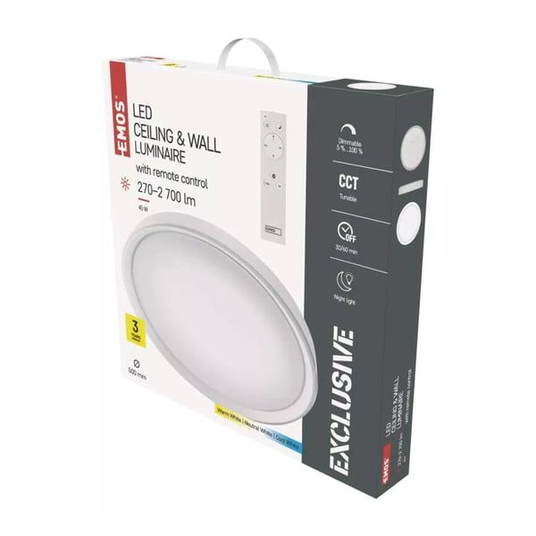 Bijela LED stropna svjetiljka s daljinskim upravljačem Ilvi – EMOS-image-1
