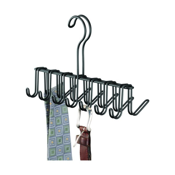 Crna metalna vješalica za kravate i pojaseve iDesign Classico, 17 x 25 cm-image-2