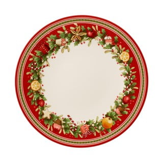 Crveno-bijeli porculanski božićni duboki tanjur Bakery Delight Villeroy & Boch, Ø 27 cm