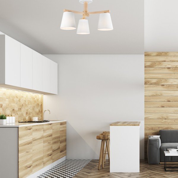 Bijela stropna svjetiljka s tekstilnim sjenilom ø 15 cm Ellie – LAMKUR-image-1