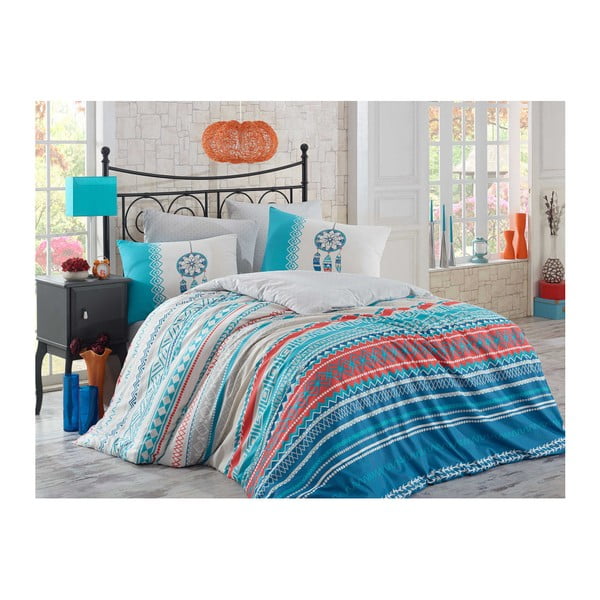 Pamučna posteljina s plahtama za krevet za jednu osobu Materro Azul, 160 x 220 cm