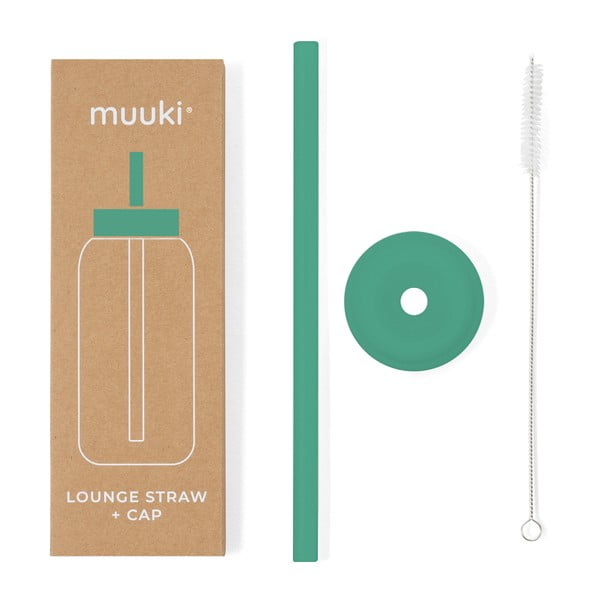 Silikonska slamka sa četkom za čišćenje/s poklopcem Frosted Green – Muuki