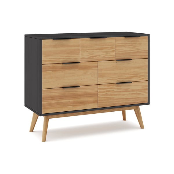 Crna/natur niska škrinja od borovine 120x83 cm Lavis - Marckeric-image-4