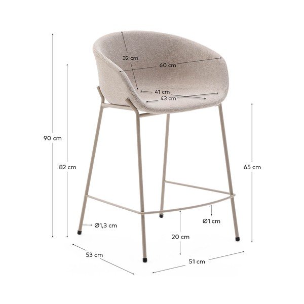 Bež barska stolica (visine sjedala 65 cm) Yvette – Kave Home-image-4