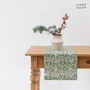 Laneni nadstolnjak 40x200 cm Evergreen Damask – Linen Tales