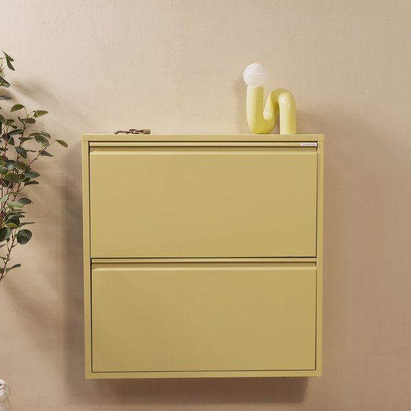 Svijetlo žuti željezni preklopni/viseći ormarić za cipele 75x77,5x22,5 cm Billy – Spinder Design-image-1