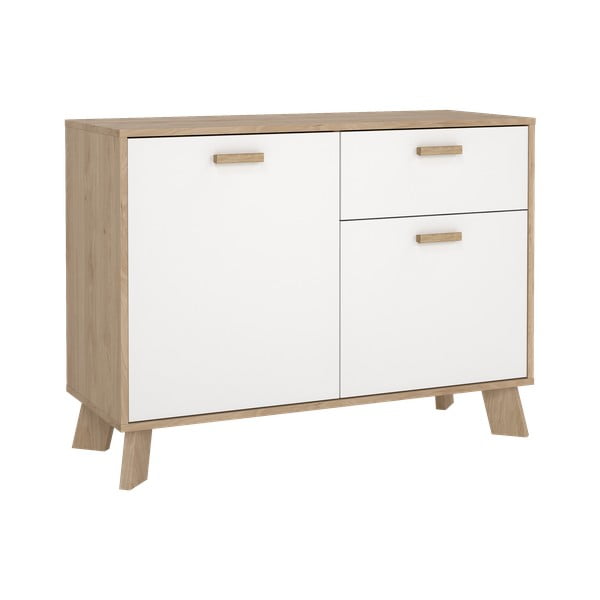 Bijela/u prirodnoj boji komoda u dekoru hrasta 99x73x39 cm Ikast – Tvilum-image-4