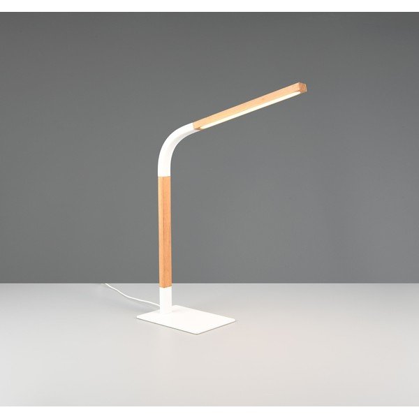 Bijela/u prirodnoj boji LED stolna lampa s mogućnosti zatamnjivanja s drvenim sjenilom (visina 73,5 cm) Norris – Trio-image-1