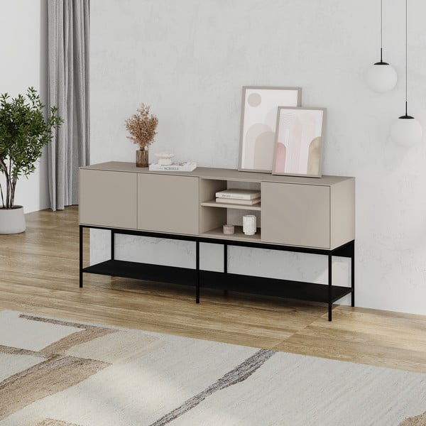 Crna/krem komoda 180x80x40 cm Amira – Marckeric-image-2