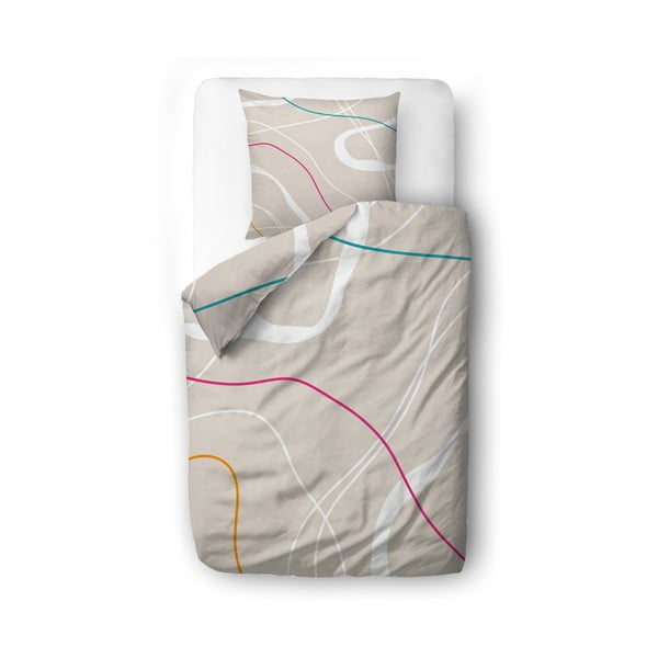 Bež posteljina za krevet za jednu osobu od pamučnog satena 140x200 cm Little Touch of Colours – Butter Kings