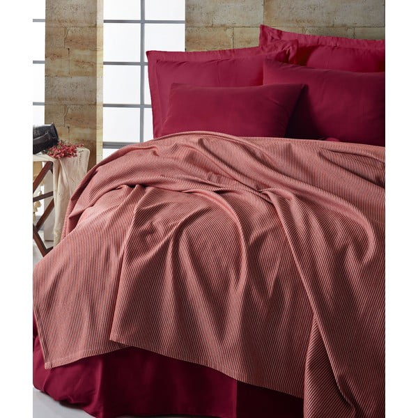 Set prekrivača, plahti i 2 jastučnice EnLora Home Deportes Dark Brick, 200 x 235 cm
