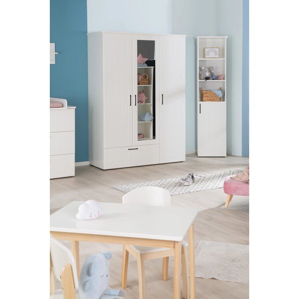 Bijela dječja garderoba s ogledalom 139x190 cm Sylt – Roba-image-4