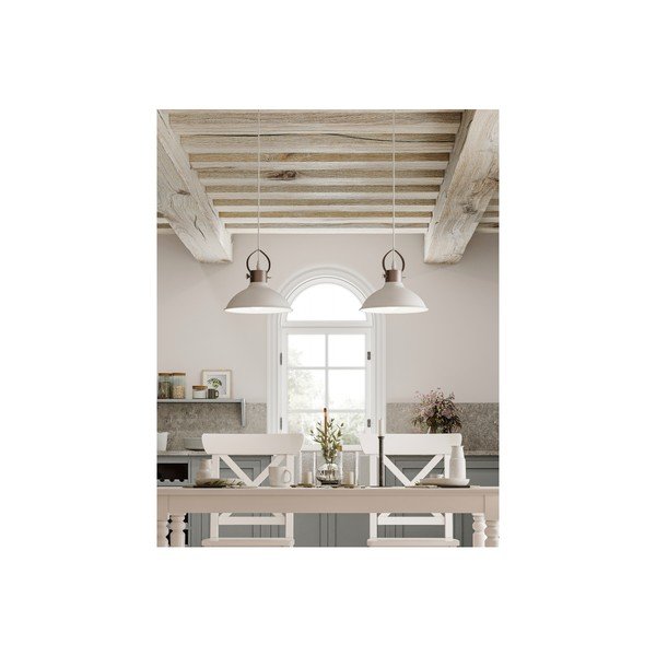 Bijela viseća svjetiljka s metalnim sjenilom Mees – GTV-image-1