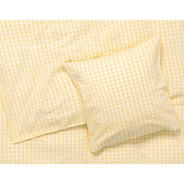 Žuto-bijela posteljina za krevet za jednu osobu od krepa 140x200 cm Bæk&Bølge – JUNA-image-1