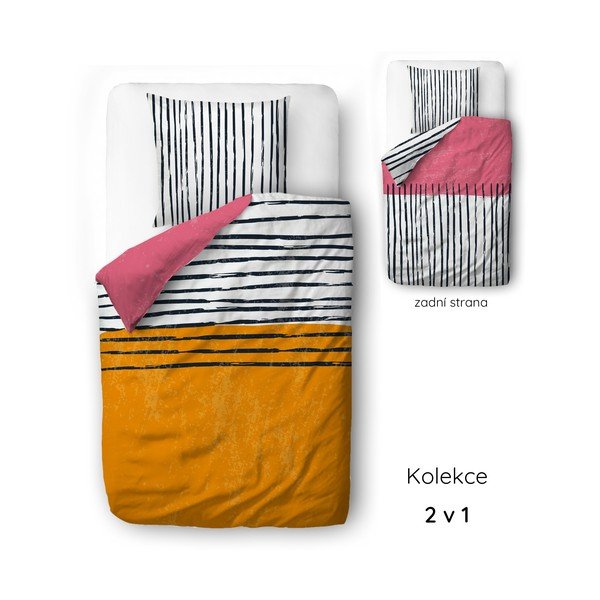 Posteljina za krevet za jednu osobu od pamučnog satena 140x200 cm Black Stripes in Colors – Butter Kings-image-2