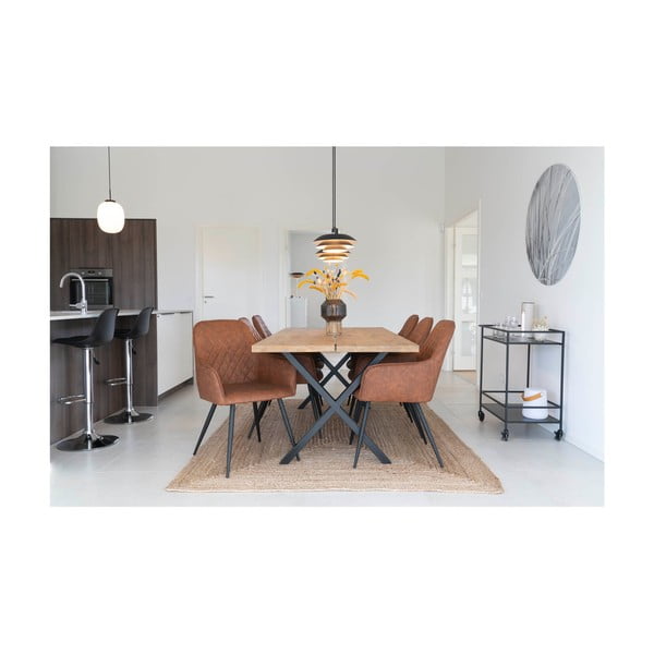 Smeđe podstavljene blagovaonske stolice u setu s naslonima za ruke 2 kom Harbo – House Nordic-image-3