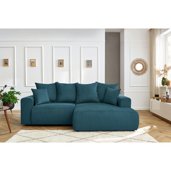 Plava baršunasti kutna garnitura Enjoy – Bobochic Paris-image-1