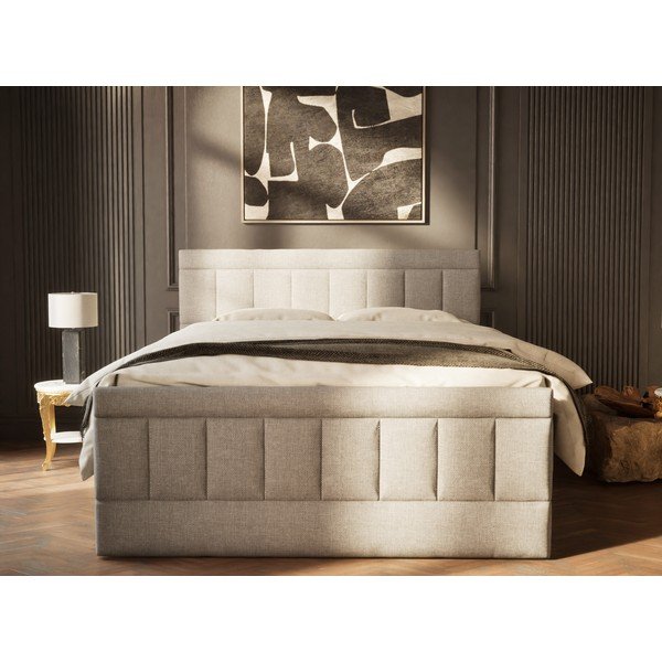 Sivi boxspring krevet s prostorom za odlaganje 200x200 cm Caya – Maison de Rêve-image-4