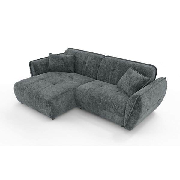 Tamno siva kutna garnitura od šenila (s lijevim kutom/s ležaljkom) Nelia – Ropez-image-2