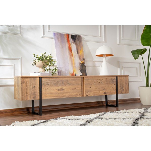 TV komoda u dekoru bora u prirodnoj boji 180x50x29,5 cm Serenity – Kalune Design-image-1