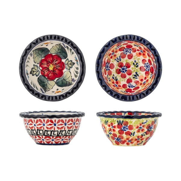 Crvene zdjelice u setu za posluživanje 2 kom od kamenine 95 ml Florist – Bloomingville