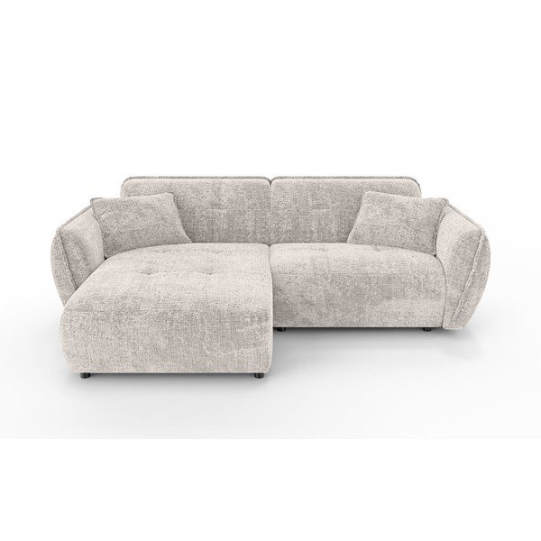 Bež kutna garnitura od šenila (s lijevim kutom/s ležaljkom) Nelia – Ropez