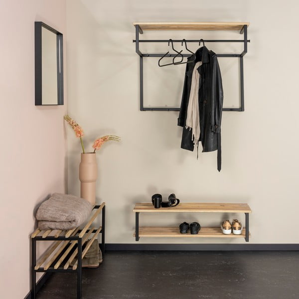 Crni/u prirodnoj boji metalni viseći ormarić za cipele 100x26x34 cm Marco – Spinder Design-image-1