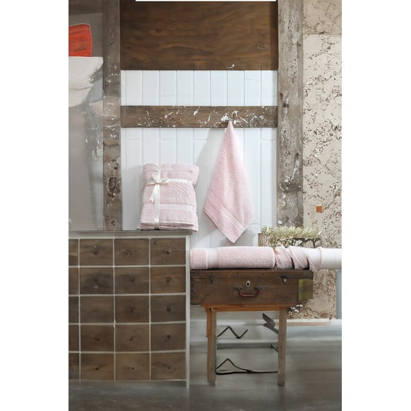 Svijetlo ružičasti pamučni set ručnika 2 kom od frotira – Foutastic-image-2