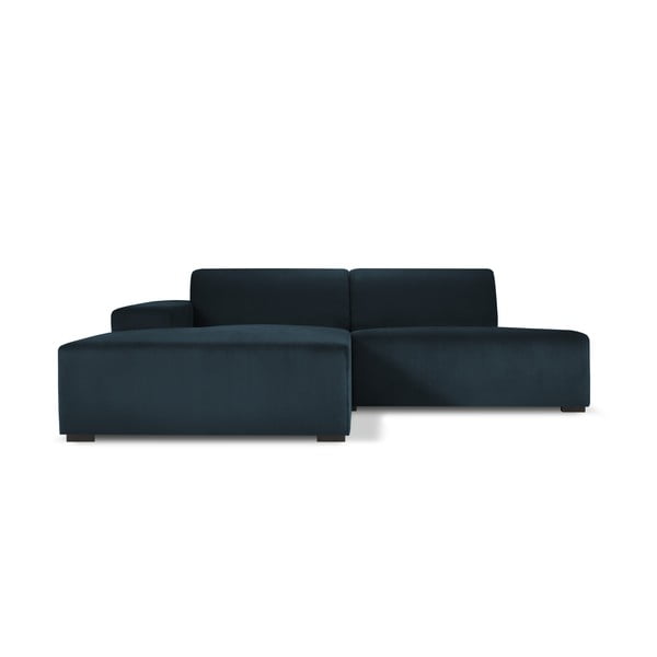 Tamnoplava baršunasta kutna sofa Cosmopolitan Design Hobart, lijevi kut
