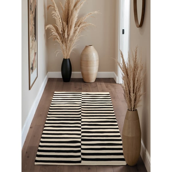 Crno-bijela obostrana/ručno rađena vunenia staza 80x200 cm Donna – Hanse Home-image-1