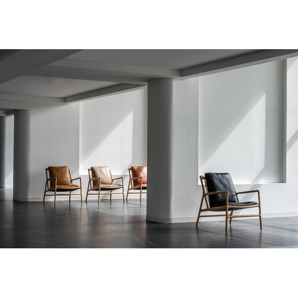 Crna/u prirodnoj boji kožna fotelja Dedo – Gazzda-image-2