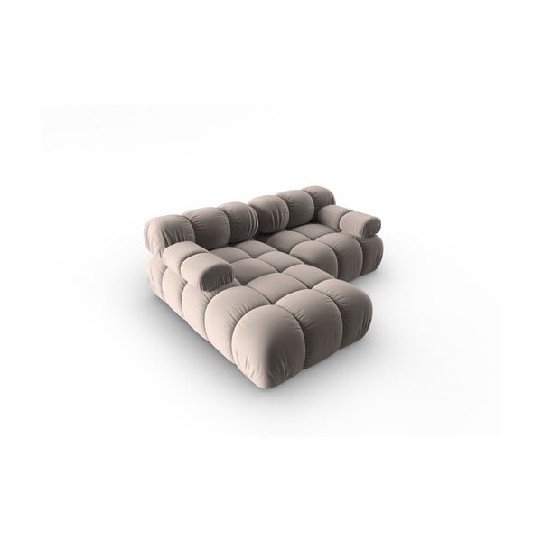 Svjetlo smeđa baršunasti kutna garnitura (s lijevim kutom) Bellis – Micadoni -image-4