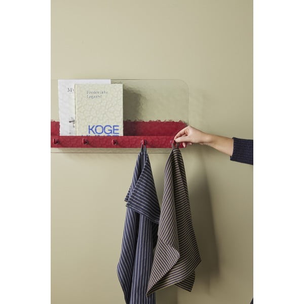 Crvena metalna zidna vješalica s policom Shack - Hübsch-image-1